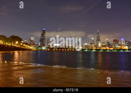 Chicago, Illinois - USA - July 1, 2018: The Chicago skyline seen from the Adler Planetarium Stock Photo