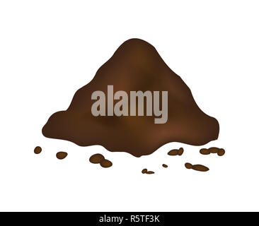 Pile of ground, heap of soil - vector illustration isolated on white background. Stock Photo