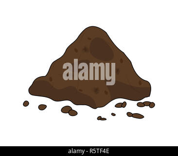 Pile of ground, heap of soil - vector illustration isolated on white background. Stock Photo