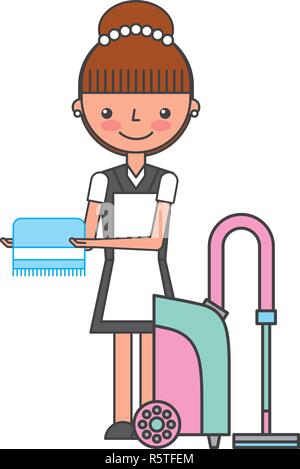 woman laundry hotel service character vector illustration design Stock Vector