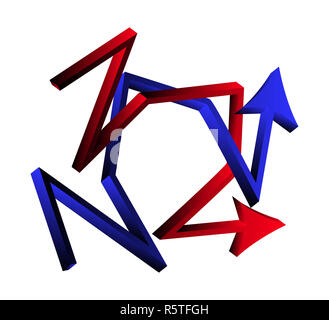 intersecting directional arrows. crossed 3d icon business concept ...