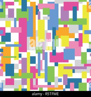 Colorful overlapping rectangles abstract pattern on white background Stock Vector