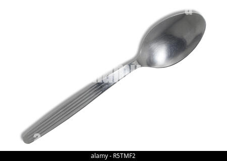 Small tea spoon isolated on white background. Metallic Kitchen tool Stock Photo