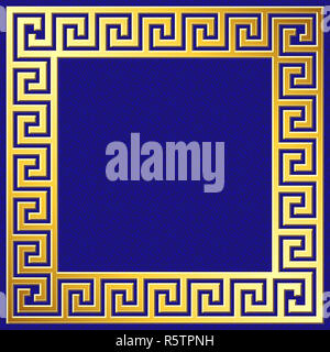 Golden square frame with Greek Meander pattern Stock Photo - Alamy