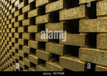 Dark brown panorama of the old brick wall, texture, background Stock Photo