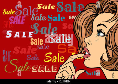 Beautiful woman in sales background Stock Photo