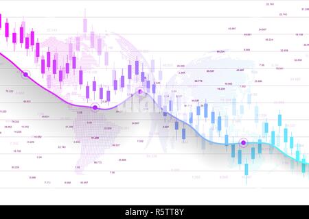 Stock market and exchange. Candle stick graph chart of stock market investment trading. Stock market data. Bullish point, Trend of graph. Vector illustration Stock Vector