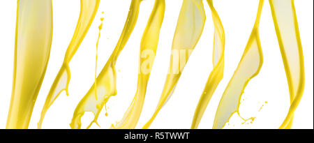 yellow paint splashes isolated on a white background. Stock Photo
