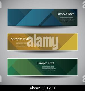 Set of Three Colorful Headers or Banners with Modern Abstract Creative Design - Illustration in Freely Scalable and Editable Vector Format Stock Vector