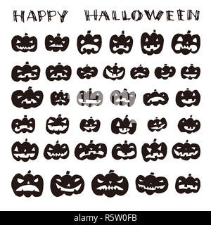 Hand drawn pumpkin Jack o lantern illustration set Stock Photo