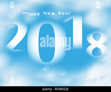 Word Happy new year 20178 on blue sky with clouds Stock Photo