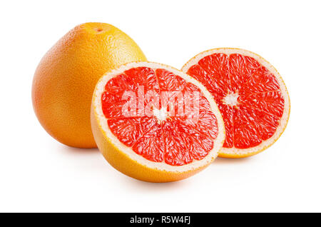 Grapefruits. Ripe grapefruits isolated on white background. Grapefruit in a cut Stock Photo