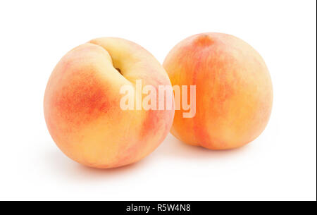 Peaches. Ripe fresh peaches isolated on white background Stock Photo