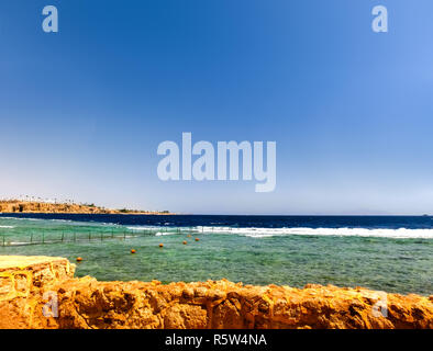 Panorama of the beach at the reef in Sharm el Sheikh, Egypt Stock Photo