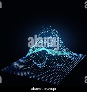 Big Data. Data Flow. Wireframe Landscape Pattern. Geometric Terrain Design. Illustration Stock Vector