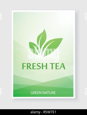 Creative menu for Tea and hot drinks in nature green color. Vector Beautiful menu for restaurant or cafe. Stock Vector