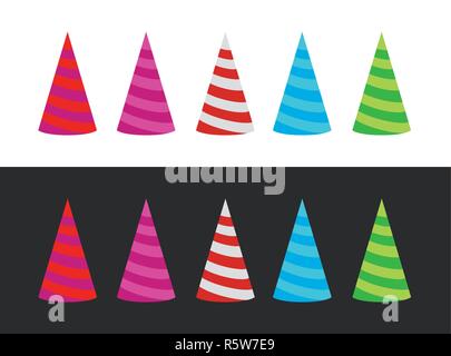 Set of varicoloured Holiday Cap on white and black backgrounds - Vector illustration Stock Vector
