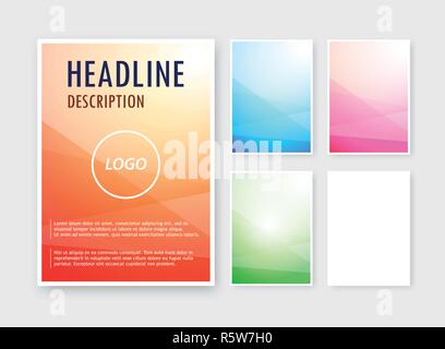 Vector set of abstract backgrounds different colors on blank A6 format for brochure, catalog. Stock Vector