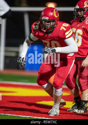 Football action with Chico vs. Pleasant Valley High School in Chico, California. Stock Photo