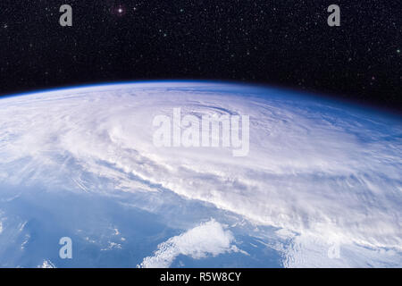 Typhoon over planet Earth - satellite photo. Stock Photo