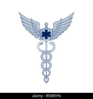 Caduceus With Pilot Wings EMT Star Icon Stock Photo