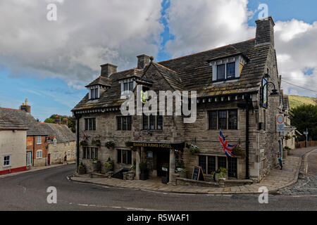 The Bankes Arms Hotel in the village of Corfe Castle, Dorset Stock Photo