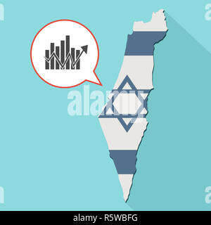 Animation of a long shadow Israel map with its flag and a comic balloon with a chart graph Stock Photo