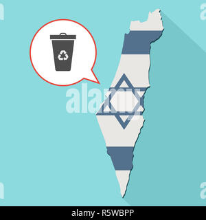 Animation of a long shadow Israel map with its flag and a comic balloon with a recycle trash can Stock Photo