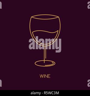 Glass vector icon line style with liquid. Stock Vector
