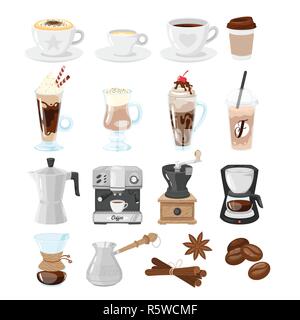 Coffee shop set of icons for menu design. Vector illustration, isolated on white background. Stock Vector