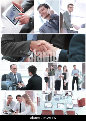 collage. business, technology, partnership and cooperation development. Stock Photo