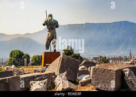 AT POMPEI - ON 06/22/ 2017 - Ruins of  ancient roman town of Pompeii, destroyed by vesuvius eruption in 70 d.c. Stock Photo