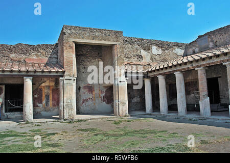 AT POMPEI - ON 06/22/ 2017 - Ruins of  ancient roman town of Pompeii, destroyed by vesuvius eruption in 70 d.c. Stock Photo