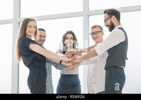 close up. business team showing their unity. Stock Photo