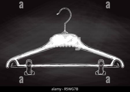 Sketch clothes hangers on chalk board. Vector Stock Vector