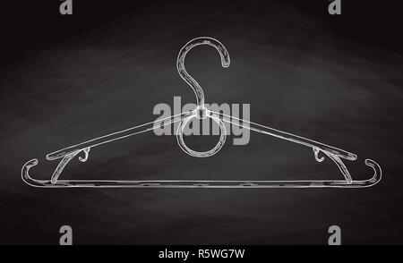 Sketch clothes hangers on chalk board. Vector Stock Vector