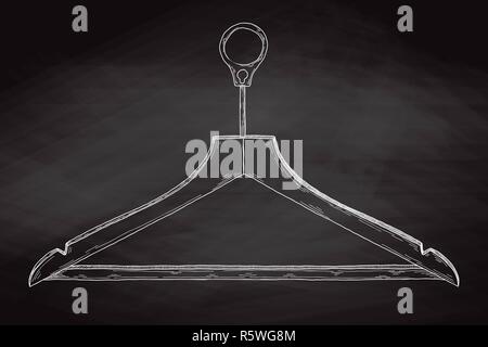 Sketch clothes hangers on chalk board. Vector Stock Vector