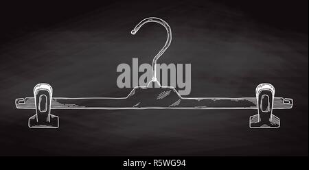 Sketch clothes hangers on chalk board. Vector Stock Vector