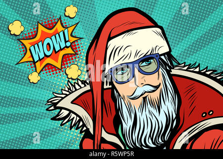 wow Hipster Santa Claus Stock Photo