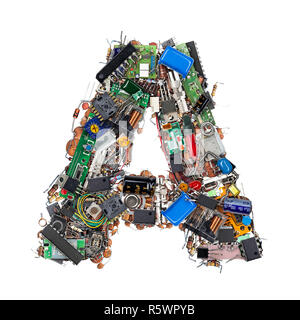 Letter A made of electronic components Stock Photo