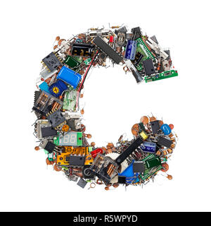 Letter C made of electronic components Stock Photo