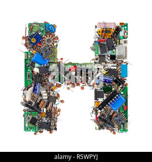 Letter H made of electronic components Stock Photo