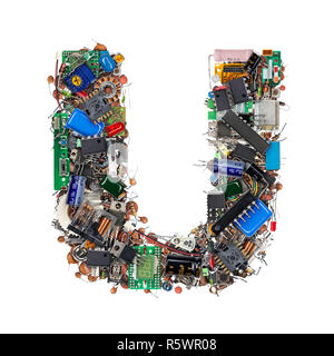 Letter U made of electronic components Stock Photo