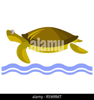 Cartoon Illustration of Funny Turtle Animal Character Cutting Paper