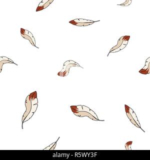 Hand drawn vector seamless pattern bird feathers texture background Stock Vector