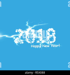 creative happy new year 2018 design with lightning. Stock Photo
