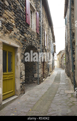 winding streets in a french town on the rhone Stock Photo