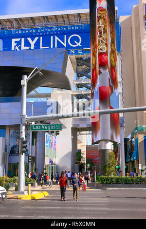 The Fly Linq zipline arena and entertainments complex on the Strip in Las Vegas, Nevada Stock Photo