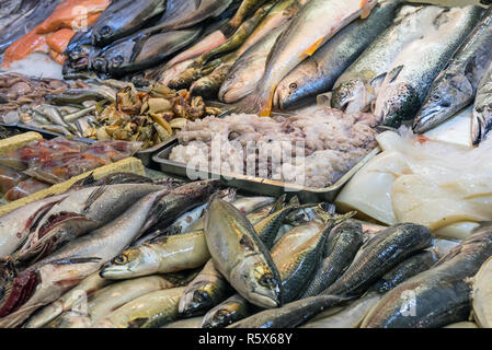 fresh fish and seafood at a market in santiago de chile Stock Photo