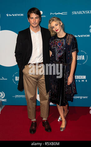 London, UK. 2nd Dec 2018. Josh Hartnett and Tamsin Egerton attends the 21st British Independent Film Awards at Old Billingsgate on December 02, 2018 in London, England. Credit: Gary Mitchell, GMP Media/Alamy Live News Stock Photo